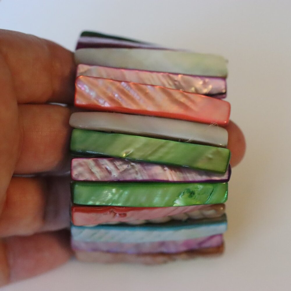 Vintage Abalone Expansion Stretch Bangle Bracelet
